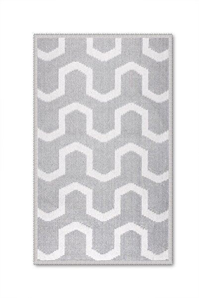 Bluenity Dome Bukle Natural Cotton 2-Piece Bath Mat Set 60X100+50X60 cm - Gray