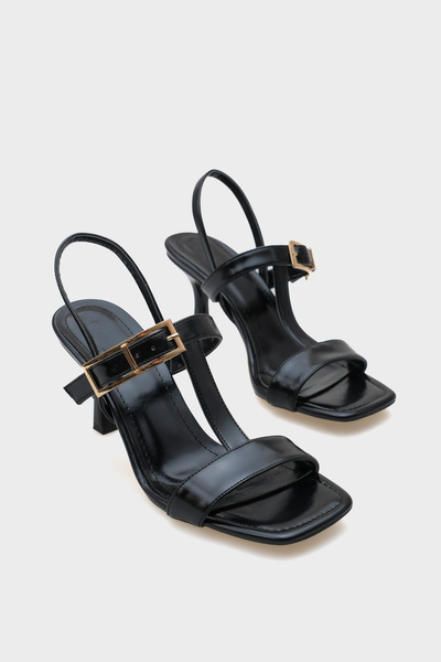 Capone Outfitters Thia Mid Heeled Single Strap Metal Buckle Women's Sandals