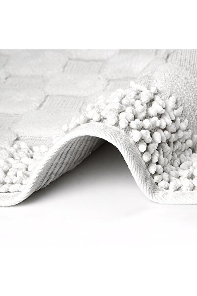 Bluenity Bukle Polka Dot Natural Cotton 2-Piece Bath Mat Set 60X100+50X60 cm - Ecru