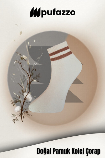 PUFAZZO Γυναικείες κάλτσες τένις κολεγιακού τύπου, σετ χωρίς ραφές τεμαχίων- κοντές κάλτσες, ριγέ, φυσικό βαμβάκι, κοντές κάλτσες, αναπνέουσες κάλτσες