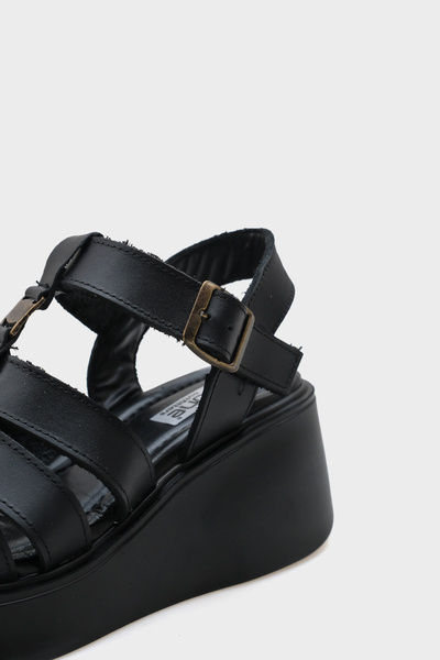 Capone Outfitters Sofia Wedge Heeled Genuine Leather Strapped Comfort Women's Sandals