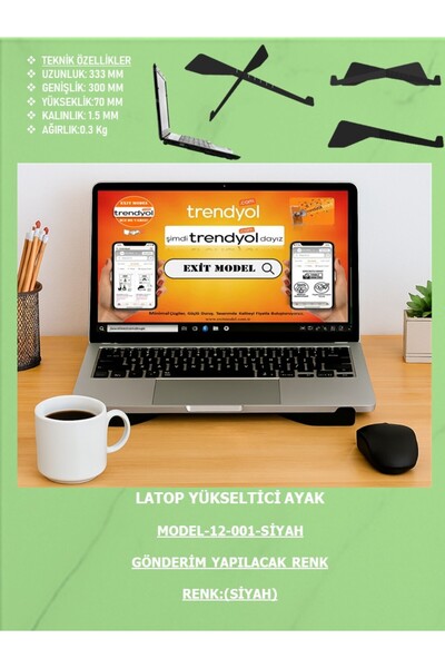 EXİTMODEL Metal Flat Model Laptop Stand Riser Tablet Stand Foldable Metal Hol...