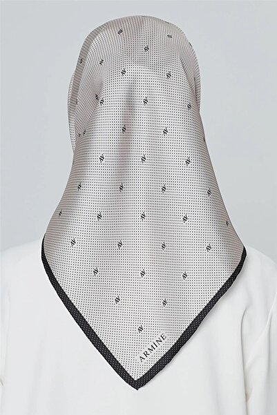 Armine Sura Silk Scarf Beige, Black 8259-S83