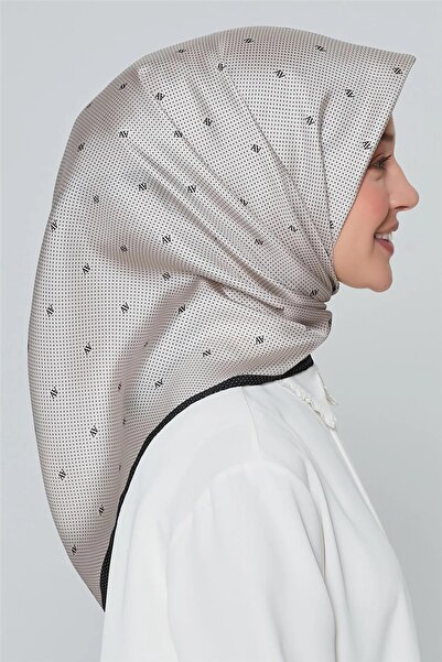 Armine Sura Silk Scarf Beige, Black 8259-S83