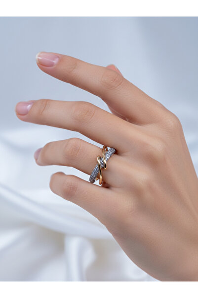 DlaraJewelry خاتم ذهبي نسائي قابل للتعديل مرصع بحجر حلزوني مزدوج |   خاتم مجو...