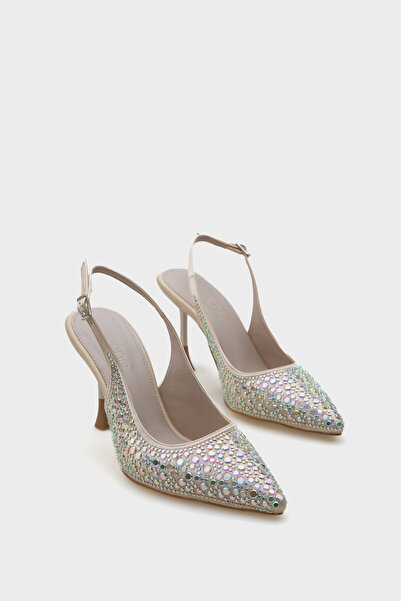 Capone Outfitters Hope Stone Satin High Heel Stiletto with Back Strap