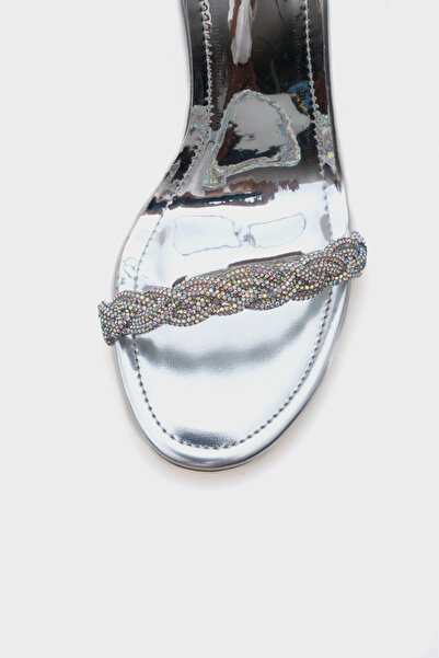 Capone Outfitters Daisey Heeled Stone Banded Ankle Banded Metallic Stylish Women's Sandals