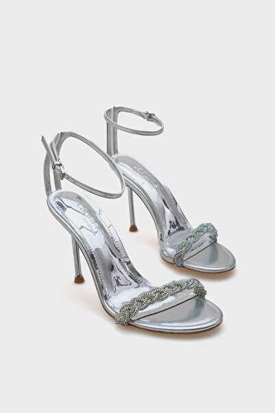 Capone Outfitters Daisey Heeled Stone Banded Ankle Banded Metallic Stylish Women's Sandals