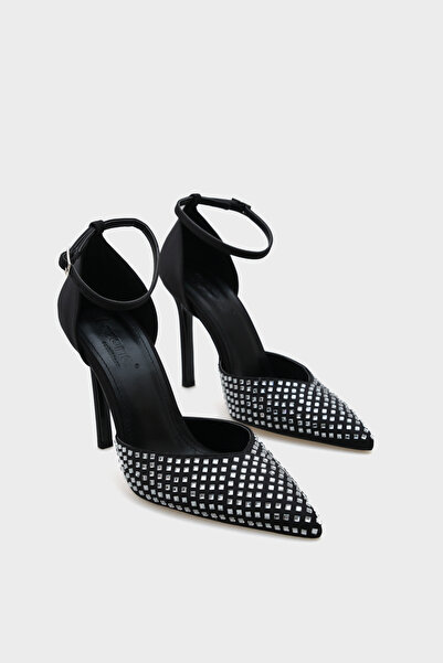 Capone Outfitters Raine Heeled Pointed Toe Stone Ankle Strap Stylish Women's Shoes