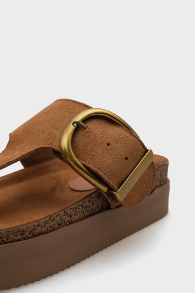 Capone Outfitters Margot Wedge Heeled Flip Flop Single Buckle Women's Comfort Slippers