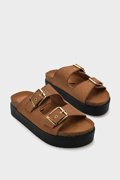 Capone Outfitters Margy Wedge Heeled Double Buckle Women's Comfort Slippers