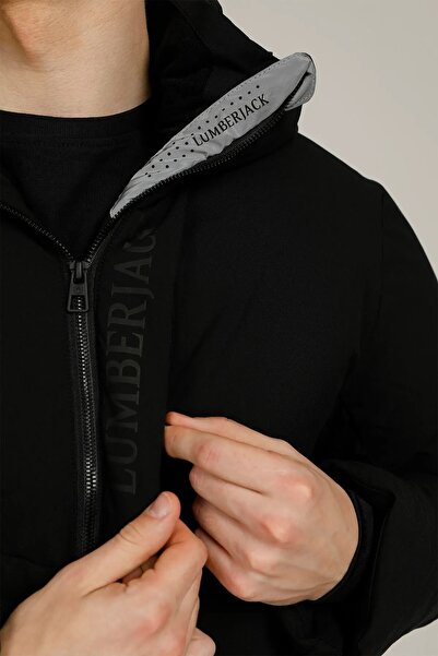 lumberjack Ανδρικό μαύρο παλτό Luis Coat 3pr