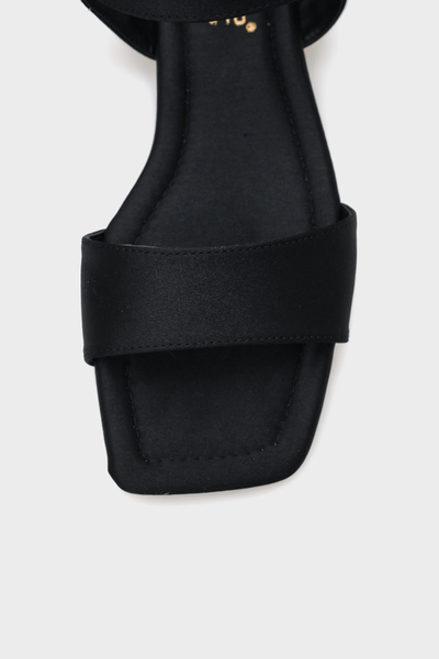 Capone Outfitters Celinda Ankle Strap Blunt Toe Flat Heeled Satin Women's Sandals