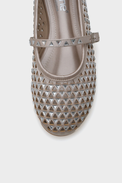 Capone Outfitters Aleda Stone Mesh Banded Round Toe Women's Ballerinas