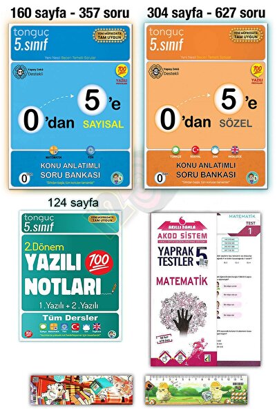 Tonguç Yayınları 5. Sınıf 0'dan 5'e Sözel Konu Anlatımlı Soru Bankası 2. Dönem Yazılı Notları Yaprak Test