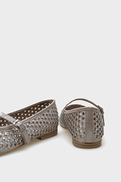 Capone Outfitters Aleda Stone Mesh Banded Round Toe Women's Ballerinas