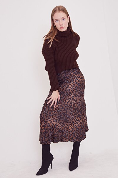 Foremia تنورة مطبوعة بطبعة فولانلي - بني