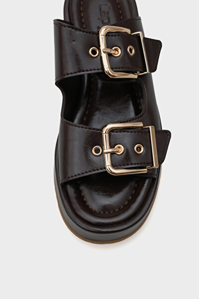 Capone Outfitters Marley Double Buckle Wedge Heeled Women's Slippers