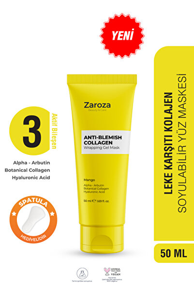 ZAROZA Cam Maske - Leke Karşıtı Soyulabilir Yüz Maskesi (Mango) Arbutin, Botanik Kolajen, Hyaluronik Asit