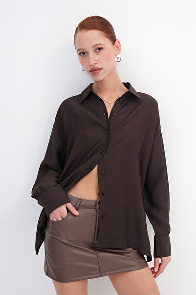 Addax Оверсайз риза с странични цепки G8128-H8ASN75