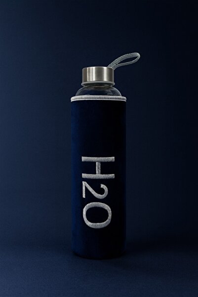 Tohana Glass Flask with Plush Cover 600 ml Dark Blue
