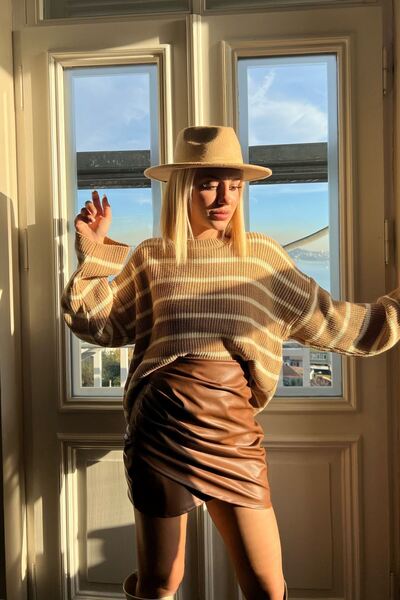 Foremia تنورة جلدية مربوطة - تان