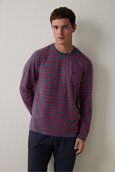 Penti Red Men's Striped Jogger Pajama Set