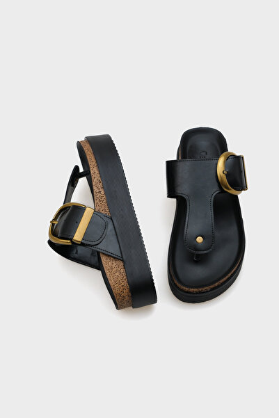 Capone Outfitters Margot Wedge Heeled Flip Flop Single Buckle Women's Comfort Slippers