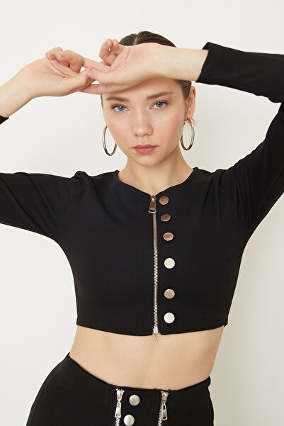 Foremia Fermuarlı Bluz-Siyah