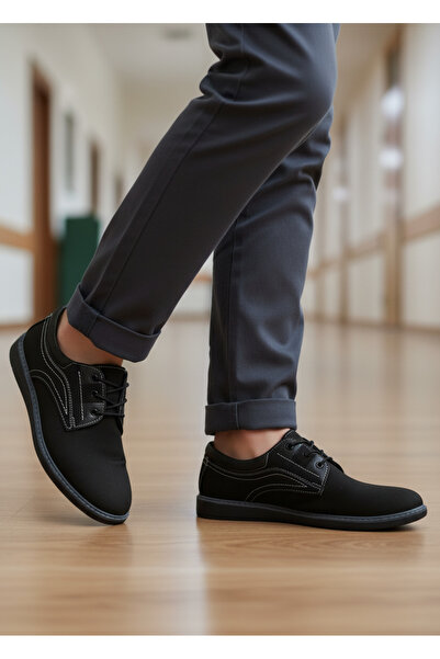 ATA COMFORT Erkek Siyah Deri Ortopedik Poliüretan Taban Günlük Ayakkabı 188