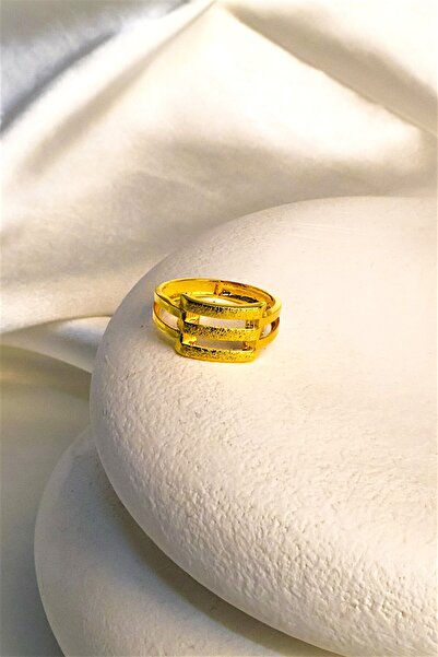 BEYZA DERELİ TAKI AKSESUAR 22 Ayar Fiziki Altın Kaplama Üçlü Kaburga Yüzük