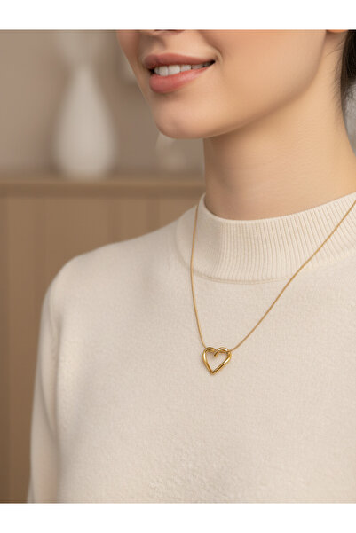 DlaraJewelry قلادة من الفولاذ المقاوم للصدأ على شكل قلب - قلادة نسائية أنيقة ...