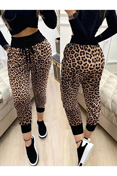 TBL DEKOR Pantaloni cu dantelă pentru femei talie înaltă cu model cu două fire