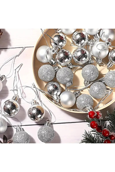 hediyeofisi Γκρι σετ 6 μπάλες στολισμού χριστουγεννιάτικου δέντρου 3 εκ. με λάμψη, γυαλιστερό και ματ – Gift Office