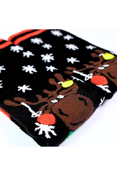 CARNAVAL SOCKS Чорапи с кърпа с черни мотиви на снежинки и Дядо Коледа