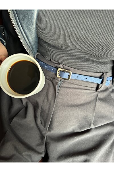 LİA KEMER Glint Curea cu model dreptunghiular din piele intoarsa pentru femei...