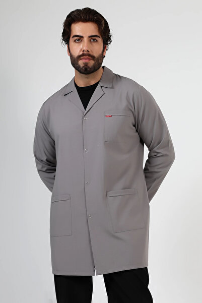 Bilenn Tekstil Doctor Teacher Men's Apron Intermediate Size Jacket Collar - 42 Gray