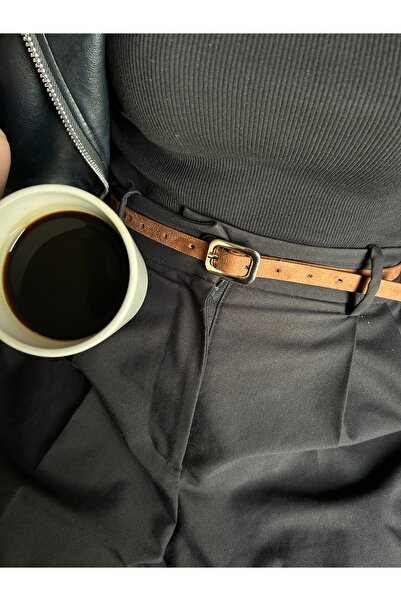 LİA KEMER حزام نسائي من جلد الغزال منقوش مستطيل الشكل من Glint، حزام ذهبي بإبزيم، حزام للسترة، حزام للملابس، حزام للبنطلون