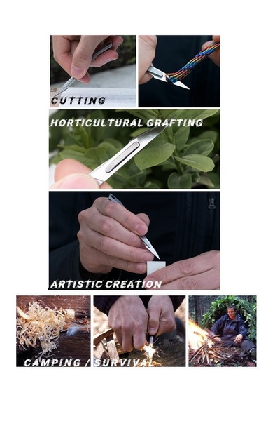 QBR Home Wood Carving Repair Hand Tool Hobby Knife Set with 4 Blades (4 tips + 1 handle)