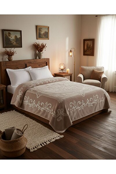 Taç Kristal Blankent Çift Kişilik Battaniye 220x240 - Kapuçino