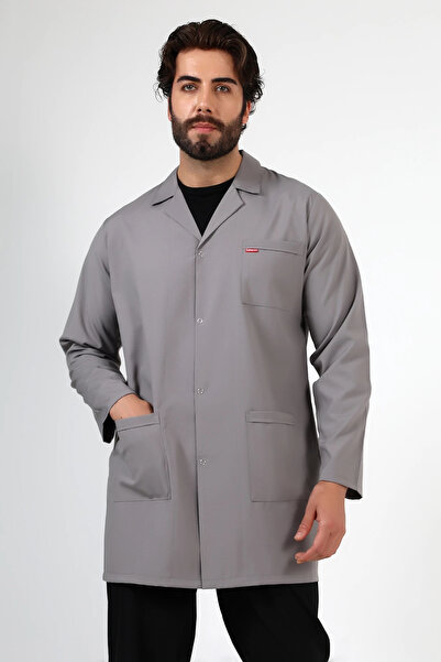 Bilenn Tekstil Doctor Teacher Men's Apron Intermediate Size Jacket Collar - 42 Gray