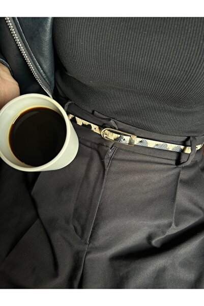 LİA KEMER Flare Round Patterned Women's Gold Buckle Belt Jacket Belt Dress Be...