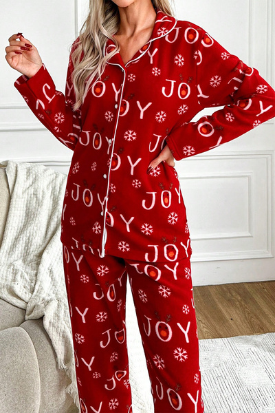 nisaNCa Σετ Πυτζάμες Γυναικείο Πουκάμισο Φλις Πιτζάμα Χειμώνας Πρωτοχρονιάς - Χριστουγεννιάτικες Πυτζάμες Ελάφια