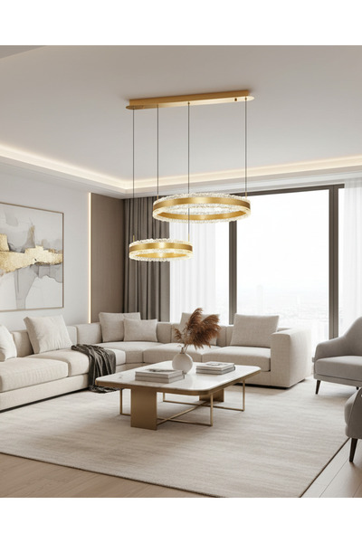 Özcan Aydınlatma 2732-2A-3 Pırıltı 2'Li Avize 40+60 Sarı