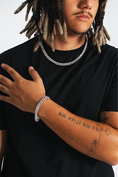 UKHWD SUPPLY 8mm Iced Cuban Chain Zincir Kolye KA1148GM