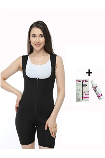 FİT1BEDEN Orjinal Sauna Termal Fermuarlı Tulum + Inceltıcı Fitjel Takım