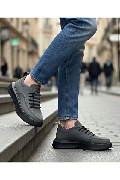 BOA BA0332 Чоловічі спортивні черевики з високою підошвою, з шнурівкою та візерунком у вигляді сходів, з димчастою шкірою