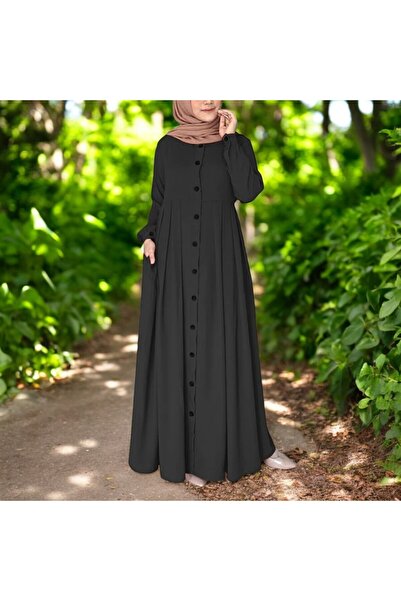 Barbora Yazlık Tam Boy Keten Tesettür Elbise