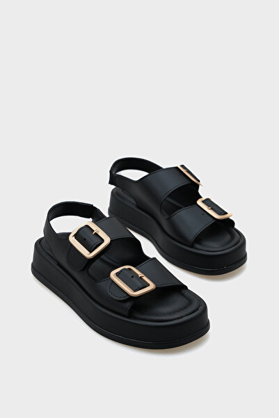 Capone Outfitters Dámské sandály s dvojitou přezkou na klínovém podpatku