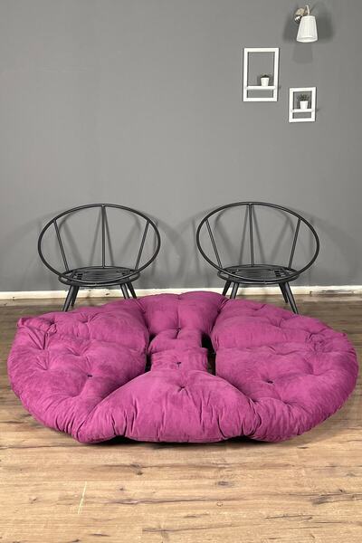 Berta Concept Hera 2'li Berjer Koltuk & Yatak Olabilen Minder Koyu Mor